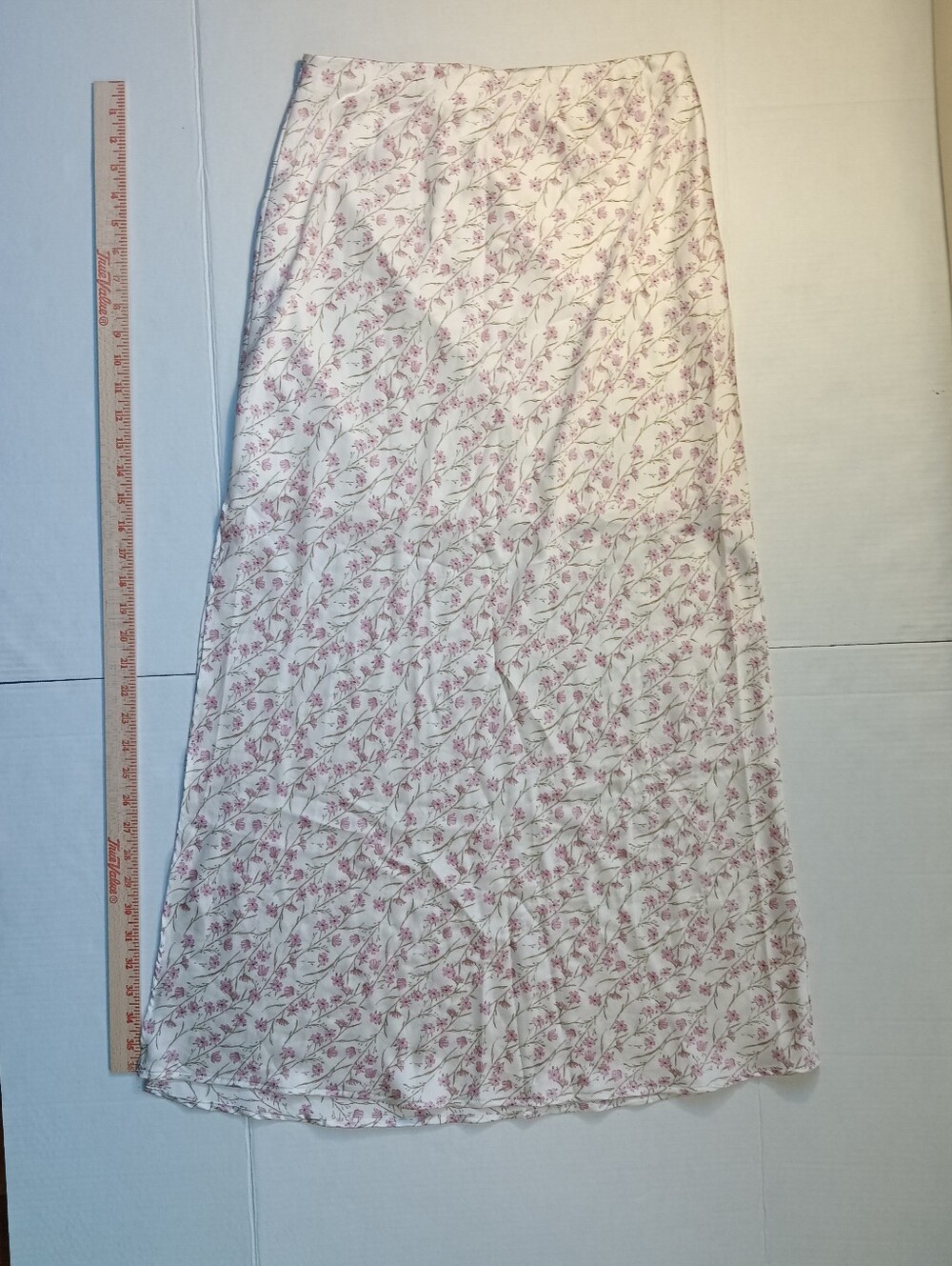 Coquette Women’s White With Pink Floral Maxi Skirt With High Slit Size M